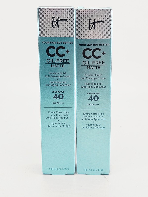 It Cosmetics CC+ Full Coverage Cream Oil Free Matte SPF 40 Deep 1.08 oz Lot of 2
