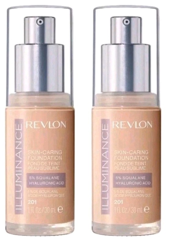 2 Revlon Illuminance Skin-Caring Liquid Foundation 201 Creamy Natural