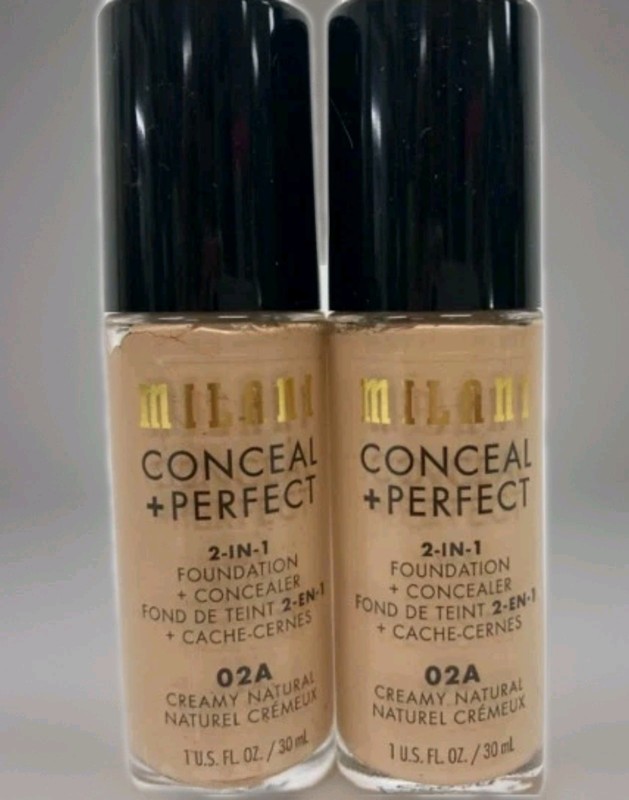2 Milani CREAMY NATURAL 02A Conceal + Perfect 2-in-1 Foundation + Concealer 1 oz