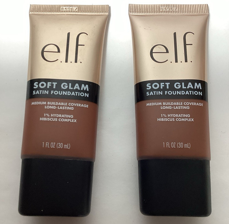 ELF 2-Pack 1 ounce each New Sealed Soft Glam Satin Foundation #62 Rich Warm