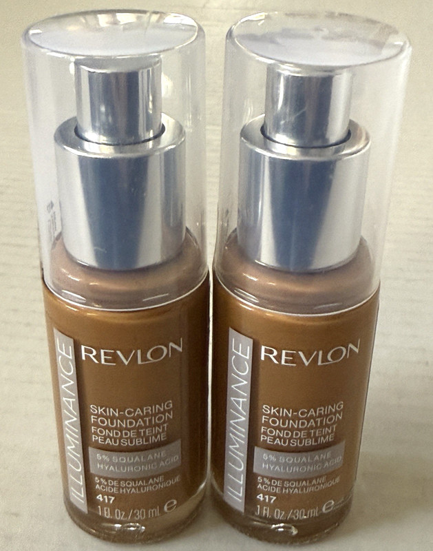 Lot of 2 Revlon Illuminance Skin Caring Liquid Foundation 417 Warm Caramel 1FlOz