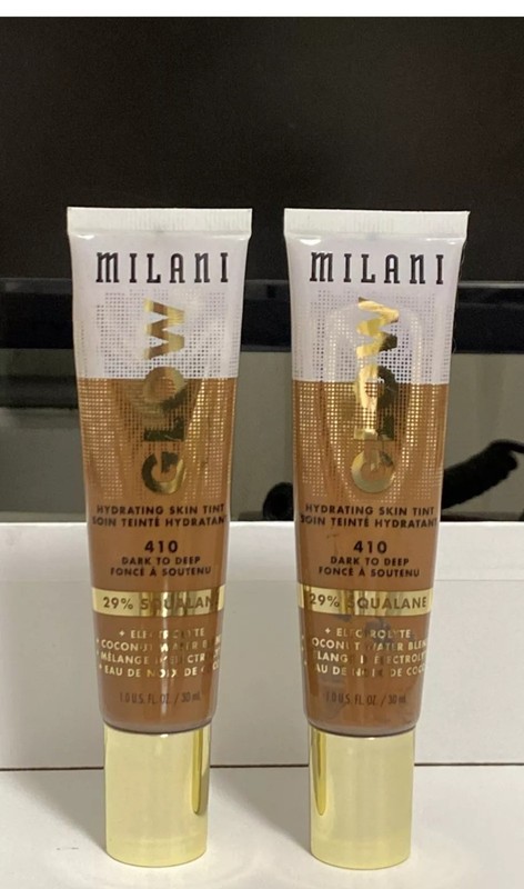 Milani Glow Hydrating Skin Tint 1.0fl Oz color 410 dark to deep set of 2