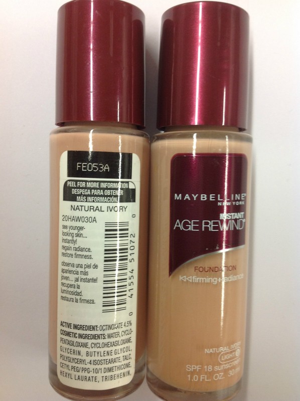 3 X Maybelline Instant Age Rewind Foundation SPF18 NATURAL IVORY (Light-3) .