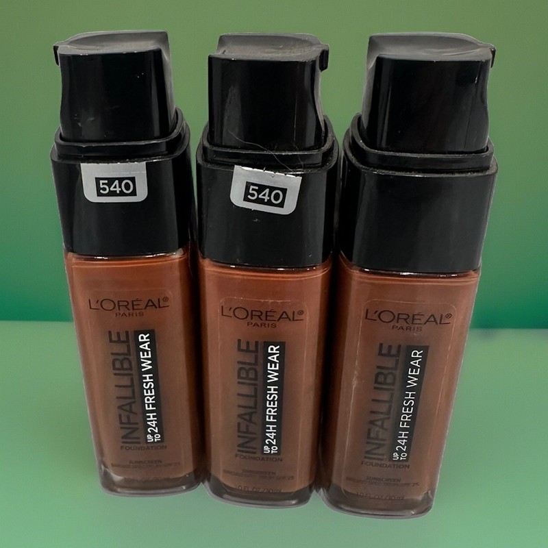 LOREAL Infallible 24hr Fresh Wear Foundation 540 Mahogany Read ~ 3 Pcs