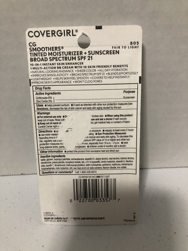 CoverGirl CG Smoothers BB Cream ~ 805 Fair to Light ~ New In Package SPF 21 gallery