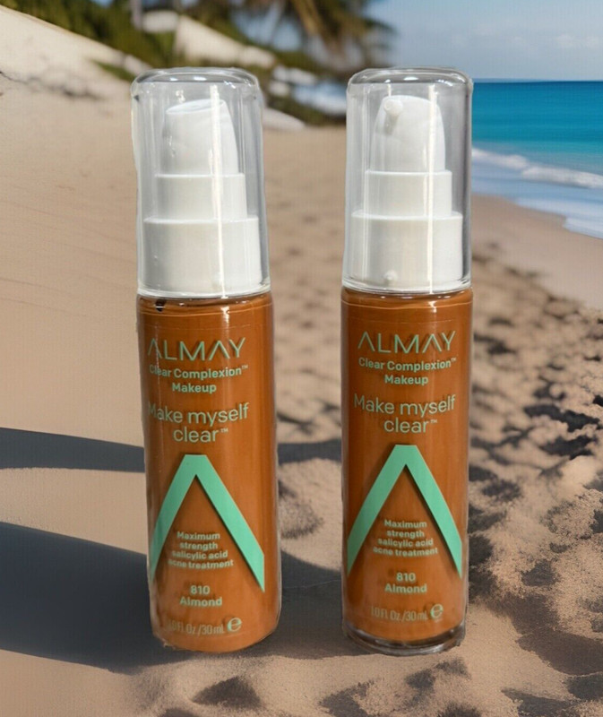 2 ALMAY Clear Complexion Make Myself Clear Makeup # 810 Almond NIB (512)