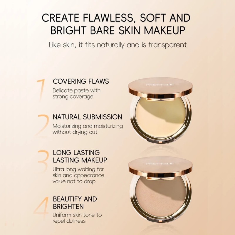 BEST NEW! PRETTYME Foundation Balm Compact – Waterproof Solid Balm Base Makeup gallery
