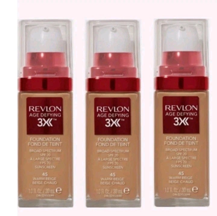 Lot of 3 Revlon 3X Age Defying Firming & Lifting Makeup 45 Warm Beige – New