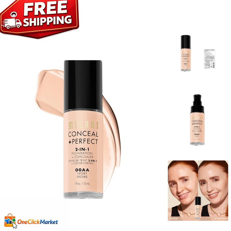 00AA-Ivory Cruelty-Free 2-in-1 Foundation and Concealer for Natural Flawlessness
